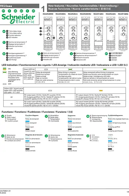 schneider施耐德RE22... Timing relays (Industrial single_ dual or multifunction relays)_ Instruction Sheet (Chinese)